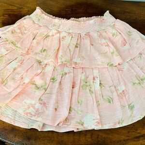 Love Shack Fancy floral peachy pink Ruffled Skirt Sz p excellent condition